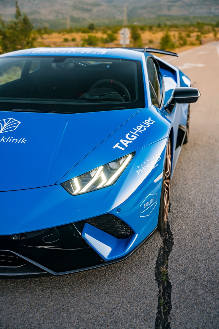 The car carrying sponsor branding.